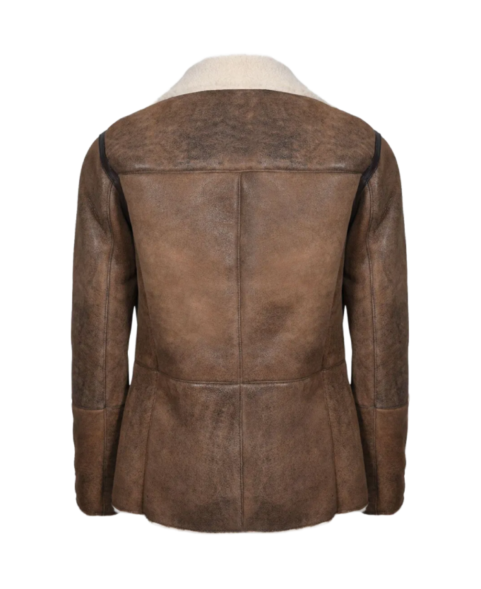 Men’s Distressed Brown Aviator Leather Jacket Back