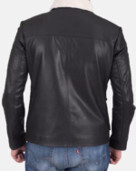 Men’s Flap Pockets Black Leather Jacket - Image 2