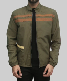 Men’s Green Cotton Miller Jacket Side