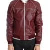 Men’s Maroon Varsity Leather Jacket