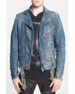 Men’s Blue Denim Biker Jacket - Trendy Leather Jackets