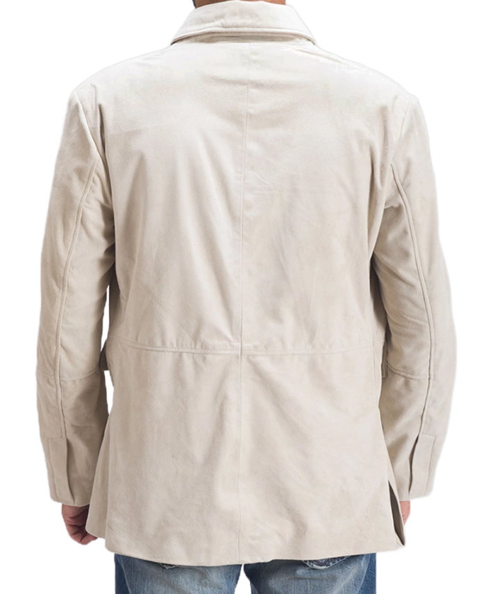 Men’s Off White Suede Blazer Back