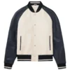 Men’s Off-White and Black Leather Varsity Jacket