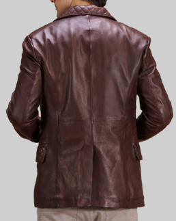 Men’s Quilted Dark Brown Leather Blazer Back