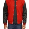 Men’s Red Wool Varsity Leather Jacket