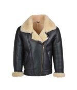Byron Men’s Shearling Black Leather B3 Jacket - Image 2