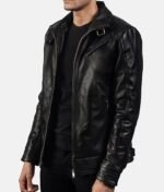 Men’s Slim Fit Shirt Collar Jacket Side - Trendy Leather Jackets