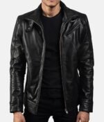 Men’s Slim Fit Shirt Collar Jacket Front - Trendy Leather Jackets