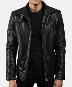 Men’s Slim Fit Shirt Collar Jacket Front - Trendy Leather Jackets