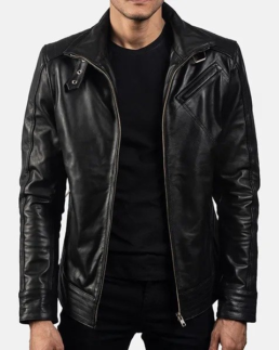 Men’s Slim Fit Shirt Collar Jacket Front - Trendy Leather Jackets