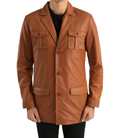 Men’s Tan Brown Leather Blazer