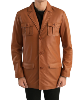Men’s Tan Brown Leather Blazer