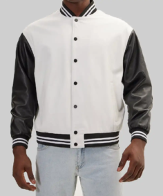 Men’s White and Black Varsity Jacket