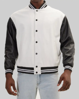 Men’s White and Black Varsity Jacket