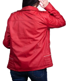 Shop The Women’s Red Leather Biker Jacket