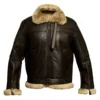 Jones Men’s Brown B-3 Bomber Leather Jacket