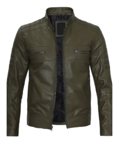 Austin Cafe Racer Olive Leather Jacket - Trendy Leather Jackets