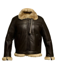 Jones Men’s Brown B-3 Bomber Leather Jacket