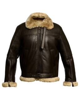 Jones Men’s Brown B-3 Bomber Leather Jacket