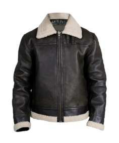 Men's Black Faux Fur Shearling Leather Jacket