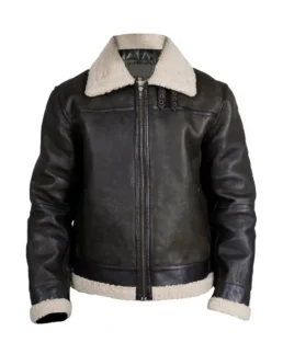 Men's Black Faux Fur Shearling Leather Jacket