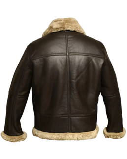 Jones Men’s Brown B-3 Bomber Leather Jacket Back