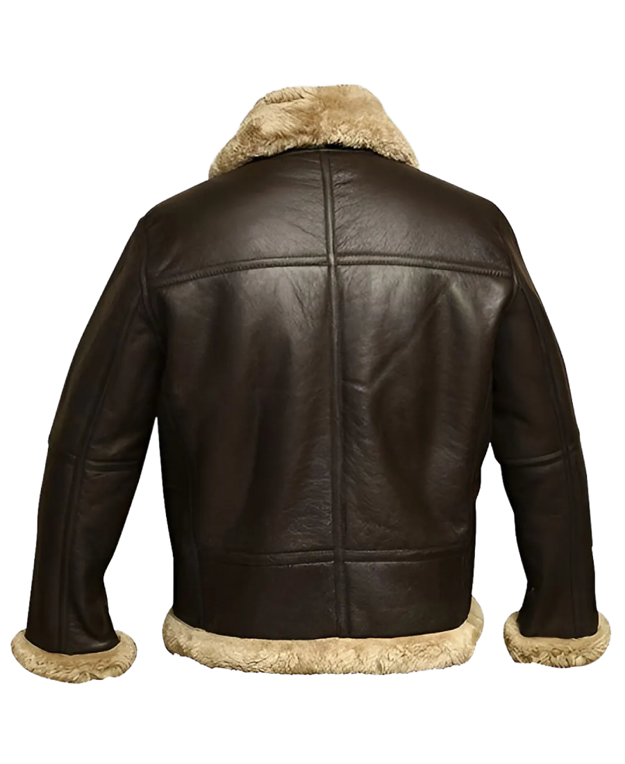 Jones Men’s Brown B-3 Bomber Leather Jacket Back