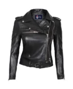 Women’s Motorcycle Black Asymmetrical Leather Jacket
