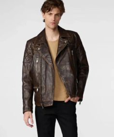 Men’s Brown Quilted Leather Biker Jacket - Trendy Leather Jackets