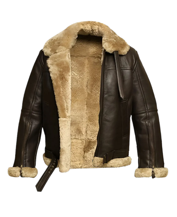 Shop Jones Men’s Brown B-3 Bomber Leather Jacket