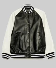 Diana Women’s Black and White Leather Varsity Jacket