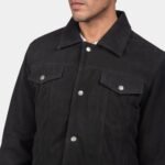 Old Men Black Suede Jacket Close Up
