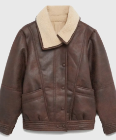 Women’s Distressed Brown Aviator Leather Jacket