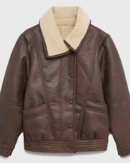 Women’s Distressed Brown Aviator Leather Jacket