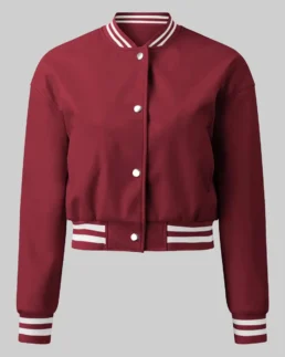Women’s Plain Burgundy Leather Varsity Jacket