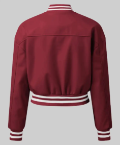 Women’s Plain Burgundy Leather Varsity Jacket