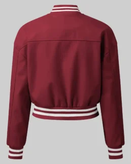 Women’s Plain Burgundy Leather Varsity Jacket