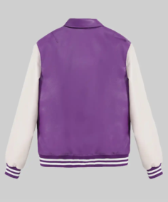 Women’s Purple and White Leather Varsity Jacket