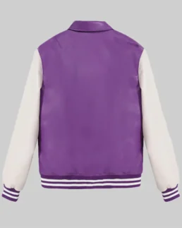 Women’s Purple and White Leather Varsity Jacket
