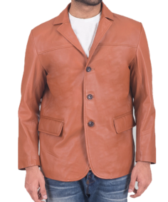 Sean Men’s Tan Brown Leather Blazer