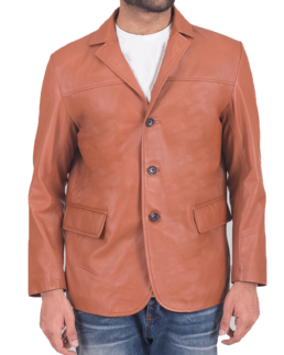 Sean Men’s Tan Brown Leather Blazer