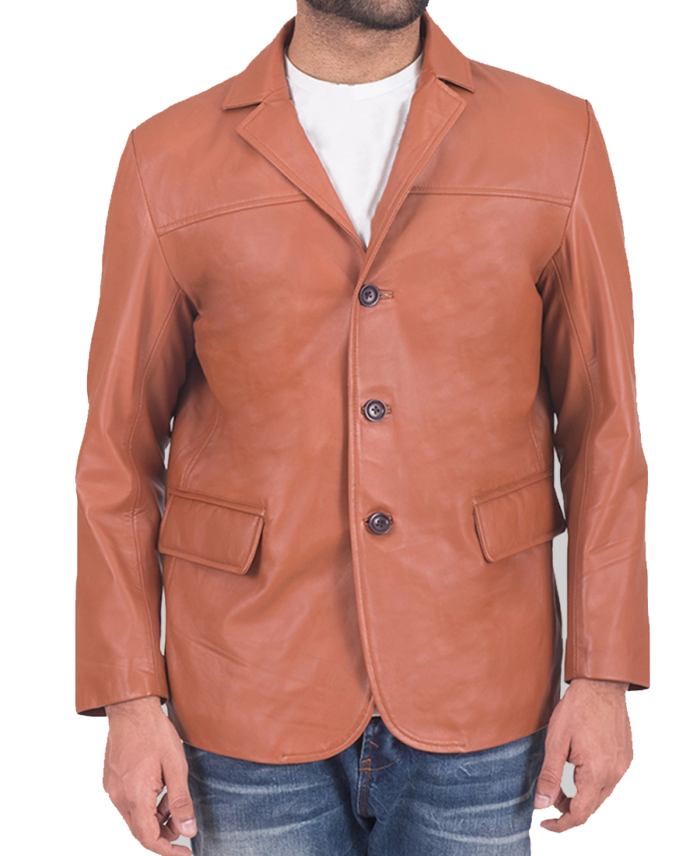 Sean Men’s Tan Brown Leather Blazer