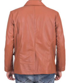 Sean Men’s Tan Brown Leather Blazer Back Side