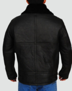 Mens Sheepskin Bomber Leather Jacket - Image 3