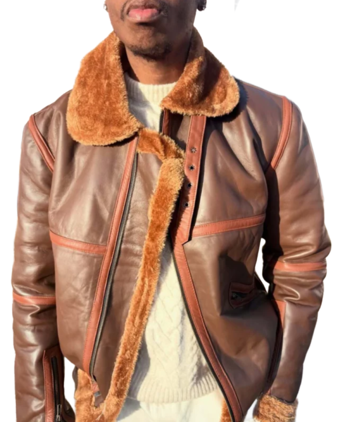 Shop James Men’s Brown B-3 Bomber Leather Jacket