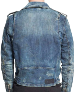 Shop Men’s Blue Denim Biker Jacket
