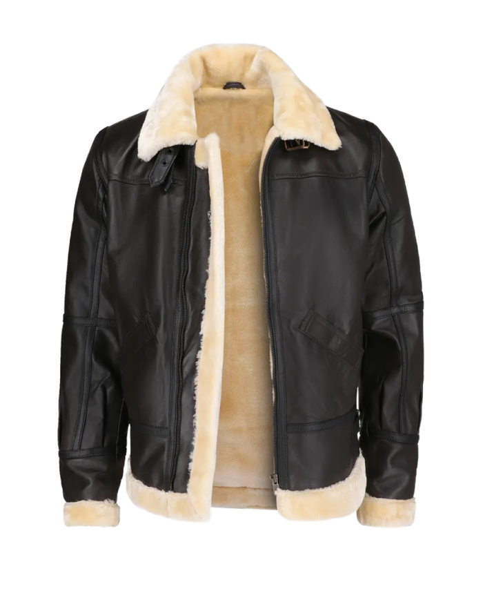 Shop Steve Men’s Brown B-3 Bomber Leather Jacket