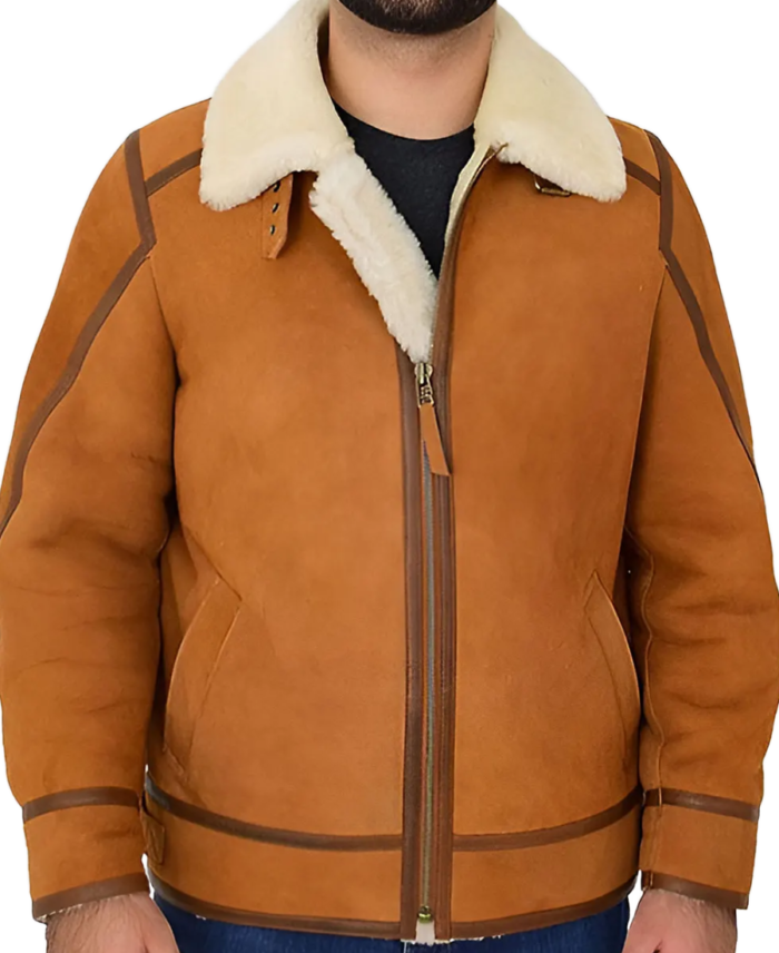 Shop Tejan Men’s Brown B-3 Bomber Leather Jacket