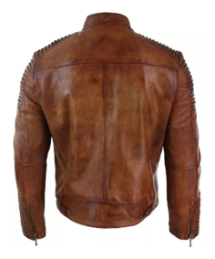 Shop The Cafe Racer Motorcycle Quilted Distressed Brown Leather Jacket - Trendy Leather Jackets