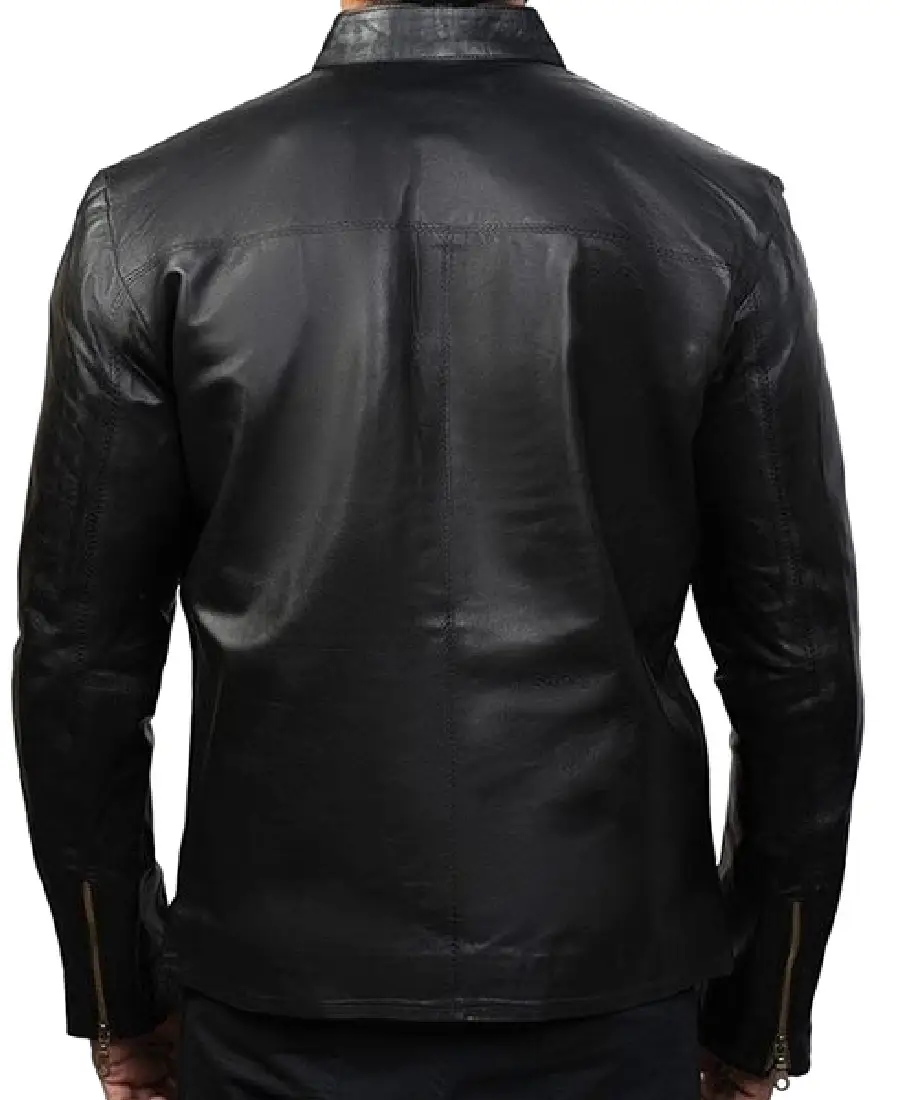 Shop The Charcoal Black Slim Fit Leather Jacket - Trendy Leather Jackets